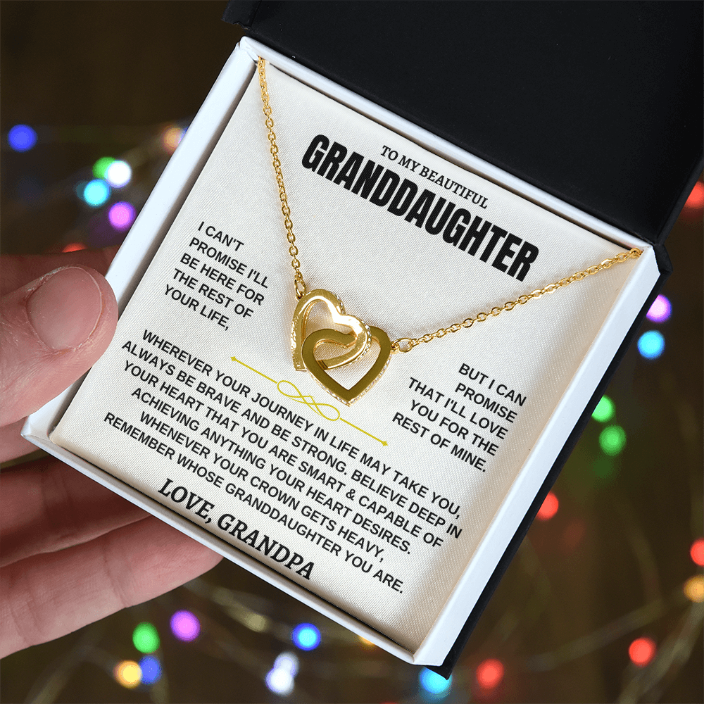 Granddaughter Necklace from Grandpa - Interlocking Hearts CZ Pendant Gift