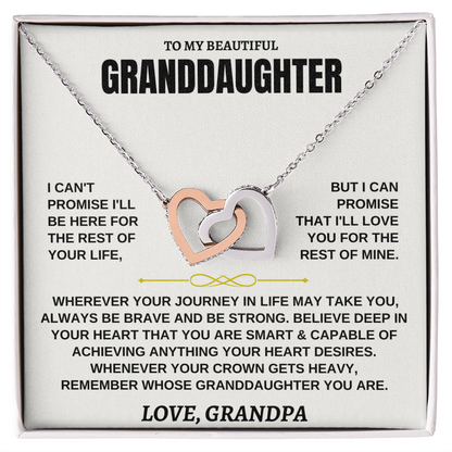 Gift for Granddaughter from Grandpa Interlocking Hearts Necklace Gift