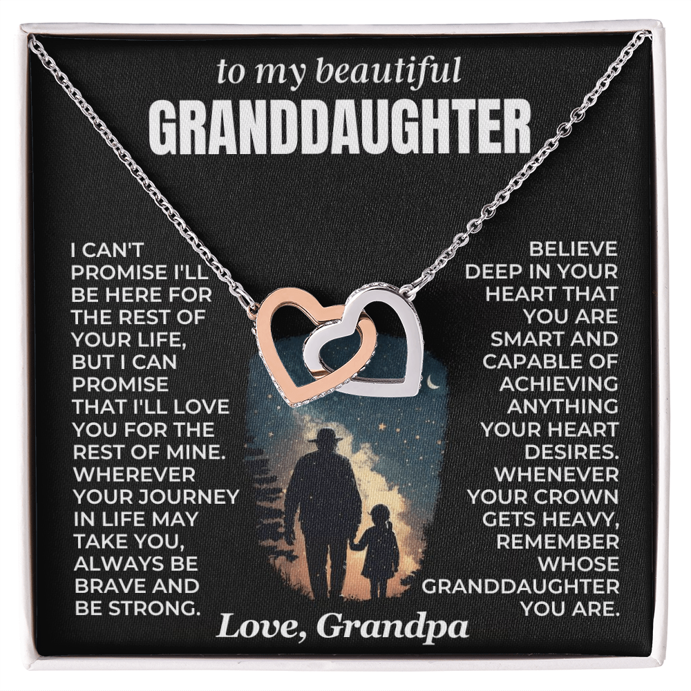 Granddaughter Necklace from Grandpa – Brave & Strong Interlocking Hearts Gift