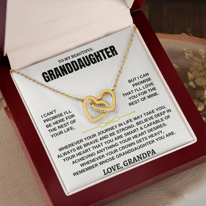 Granddaughter Necklace from Grandpa - Interlocking Hearts CZ Pendant Gift