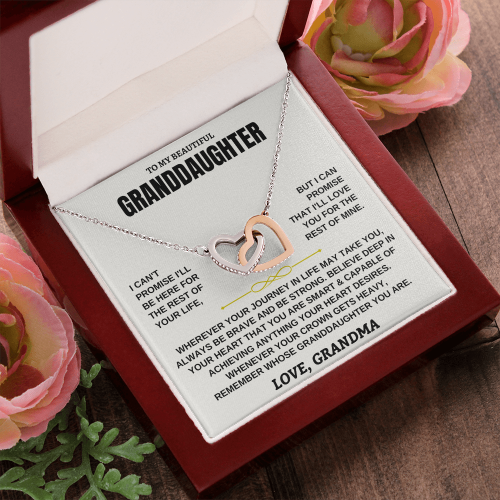 To My Granddaughter – Be Brave Interlocking Hearts Necklace