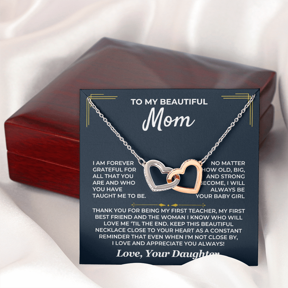 To My Beautiful Mom – Interlocking Hearts Necklace