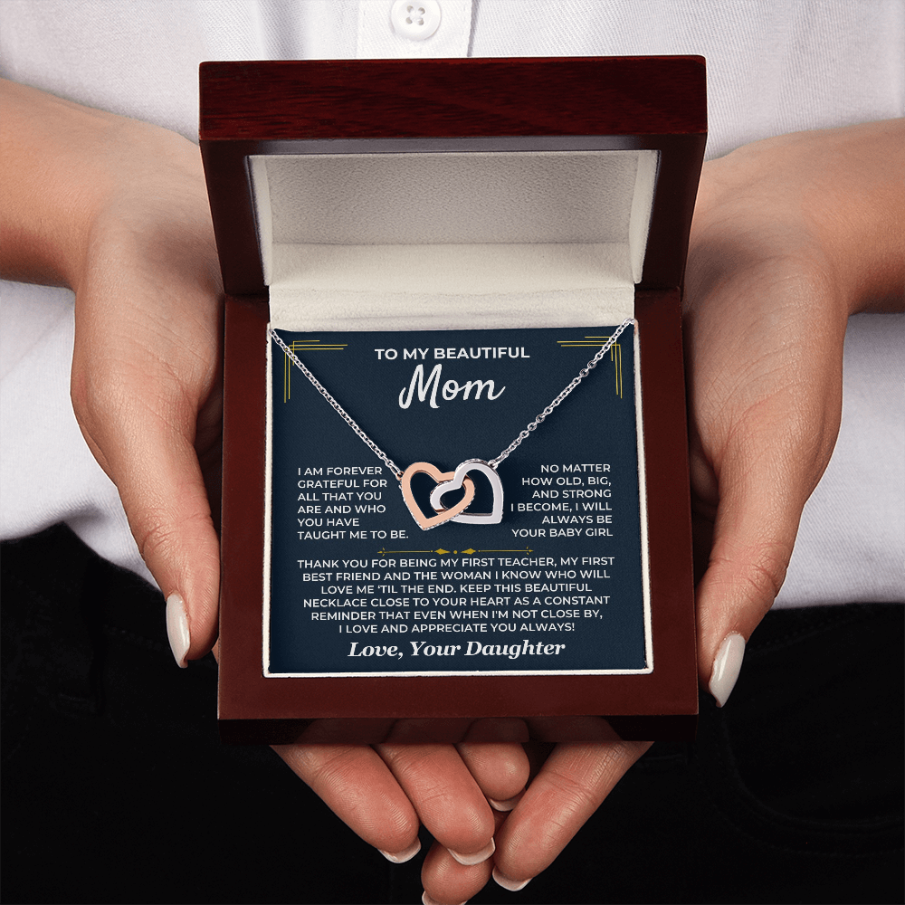 To My Beautiful Mom – Interlocking Hearts Necklace