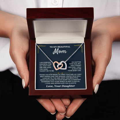 To My Beautiful Mom – Interlocking Hearts Necklace