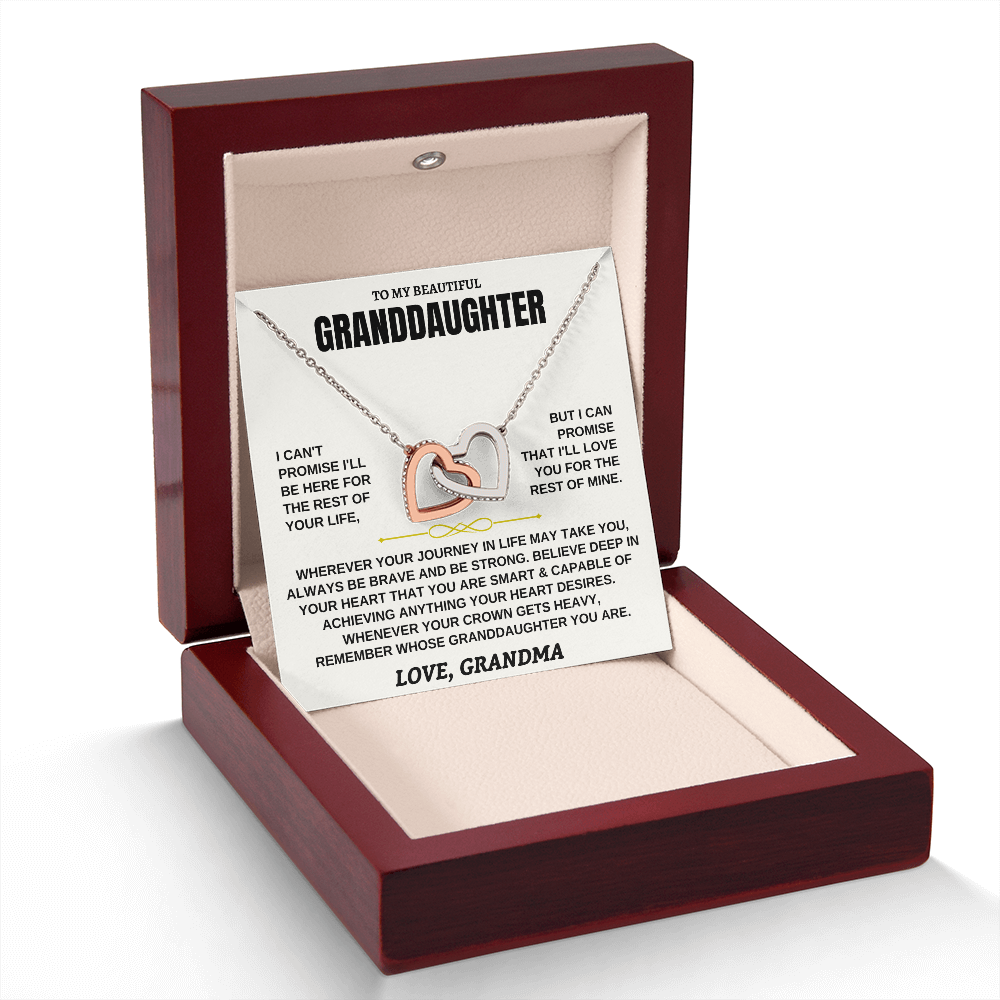 To My Granddaughter – Be Brave Interlocking Hearts Necklace