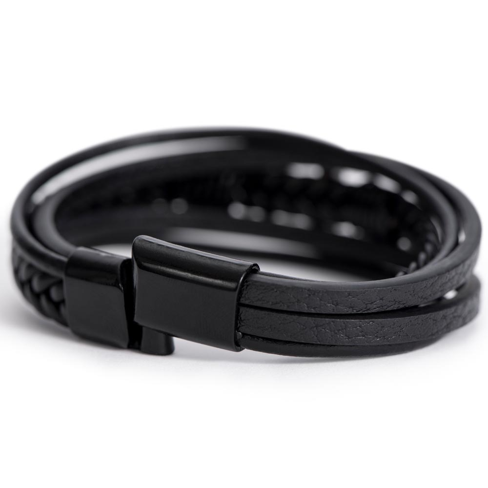 Gift for Grandson from Grandma Cross Leather Bracelet – Forever in My Heart