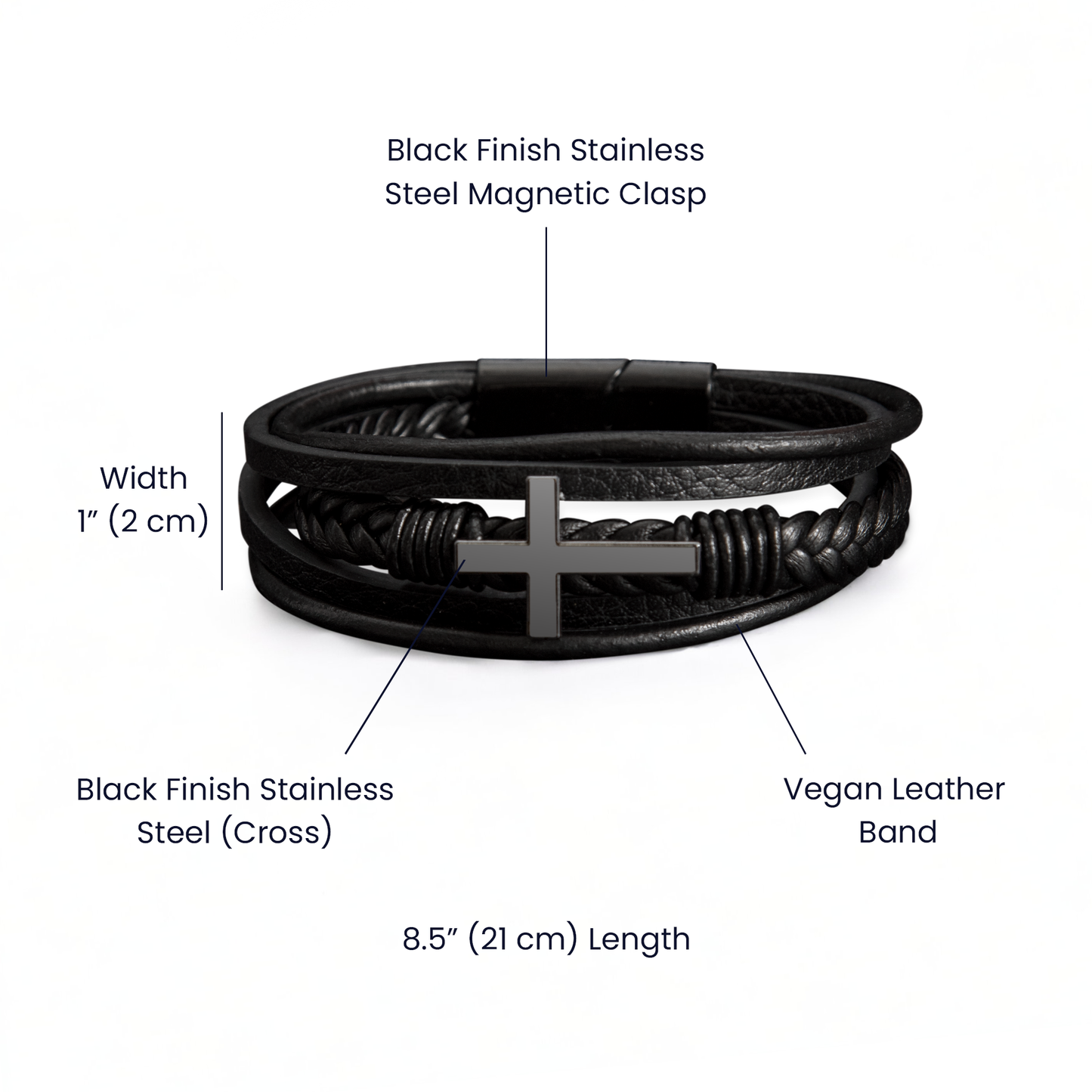 Gift for Grandson from Grandma Cross Leather Bracelet – Forever in My Heart