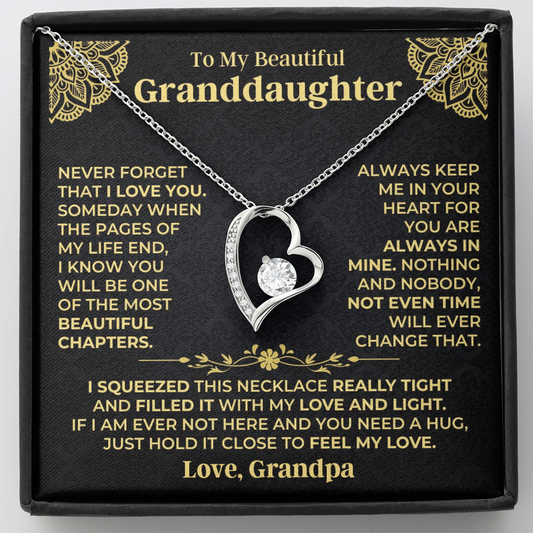 Gift for Granddaughter from Grandpa Forever Love Necklace with Love Message