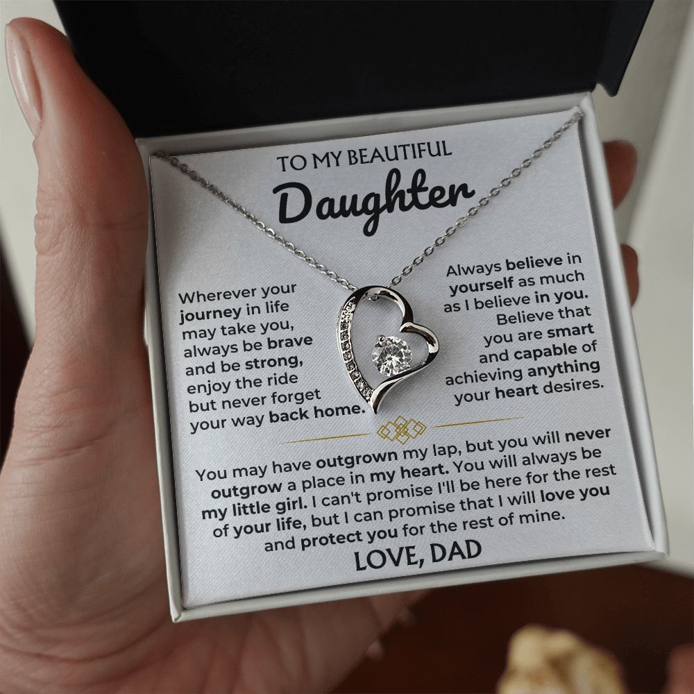 To My Daughter Necklace – Brave, Strong & Loved Always