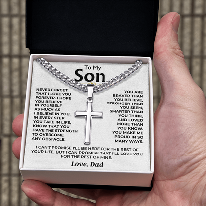 To My Son – Courage & Faith Cross Necklace from Dad