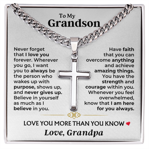 Gift for Grandson from Grandpa Artisan Cross Necklace – Believe in Yourself