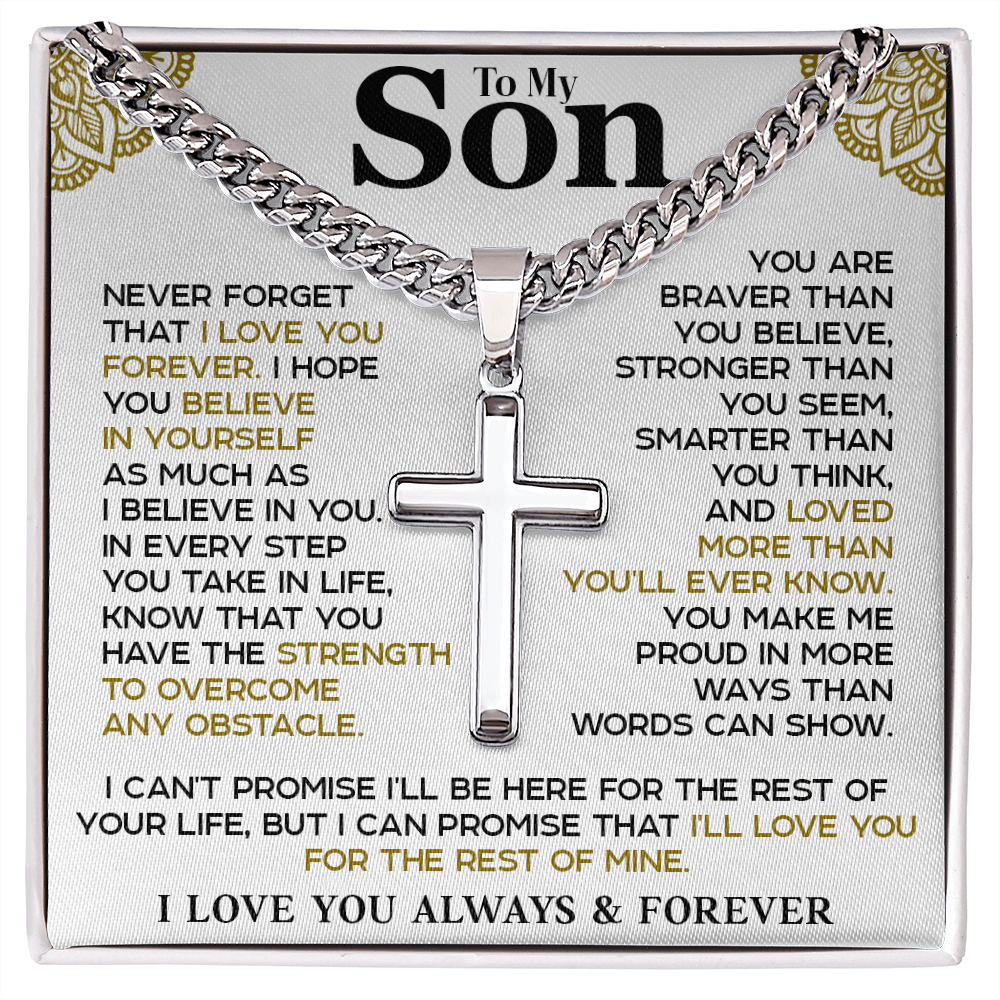 Gift for Son Cross Necklace – Love You Always & Forever from Parent