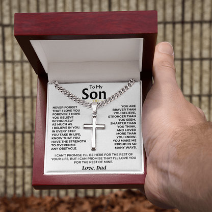 To My Son – Courage & Faith Cross Necklace from Dad