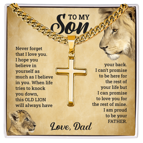 To My Son Old Lion Dad Love Forever Necklace Gift
