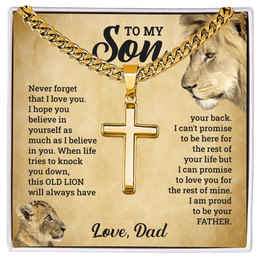 To My Son Old Lion Dad Love Forever Necklace Gift