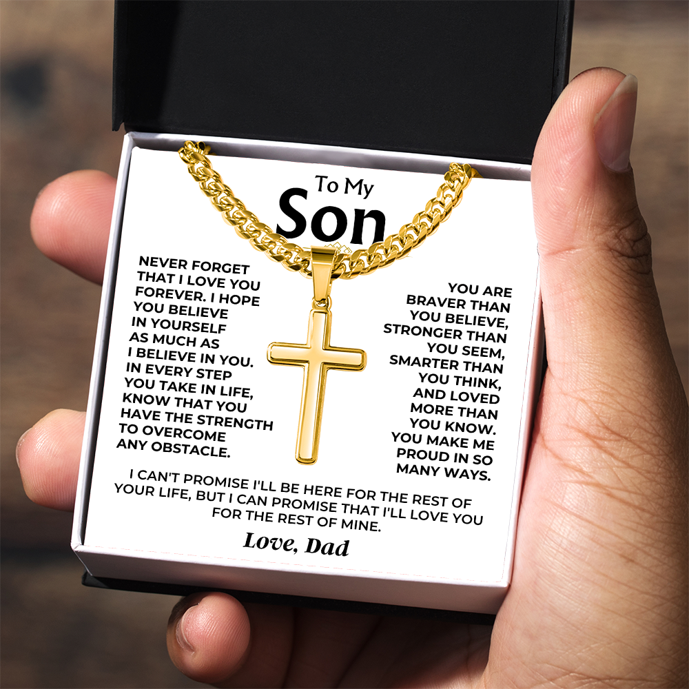 To My Son – Courage & Faith Cross Necklace from Dad