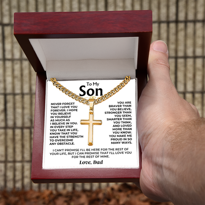 To My Son – Courage & Faith Cross Necklace from Dad
