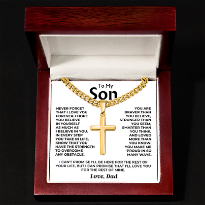 To My Son – Courage & Faith Cross Necklace from Dad