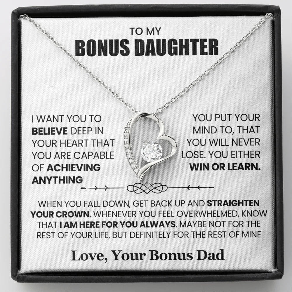 To My Bonus Daughter Necklace – Believe, Achieve & Shine