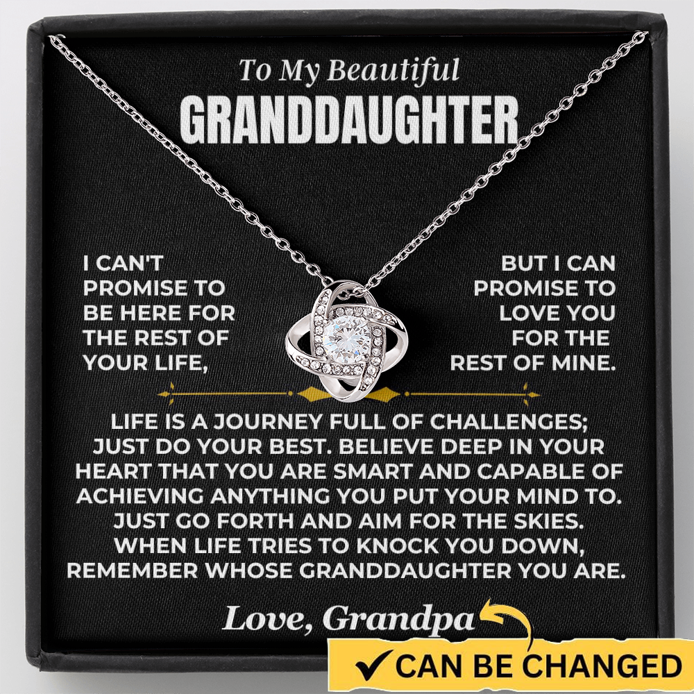 Grandpa's Inspirational Love Knot Necklace Gift for Granddaughter to Aim High