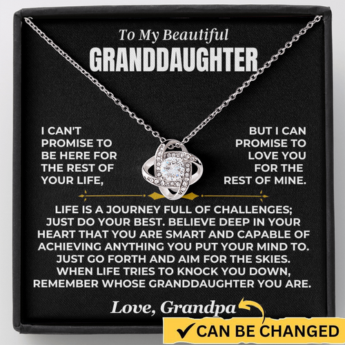 Grandpa's Inspirational Love Knot Necklace Gift for Granddaughter to Aim High