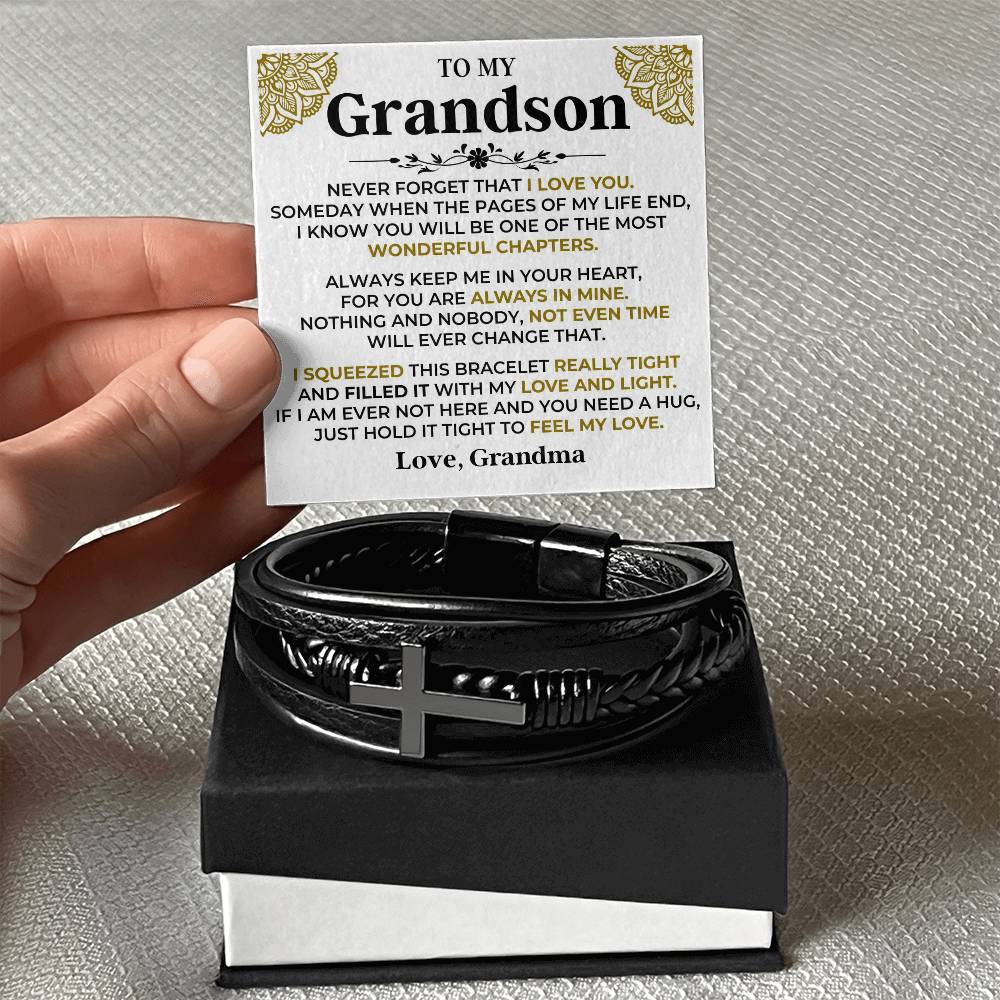 graduation-gift-for-grandson-cross-leather-bracelet 