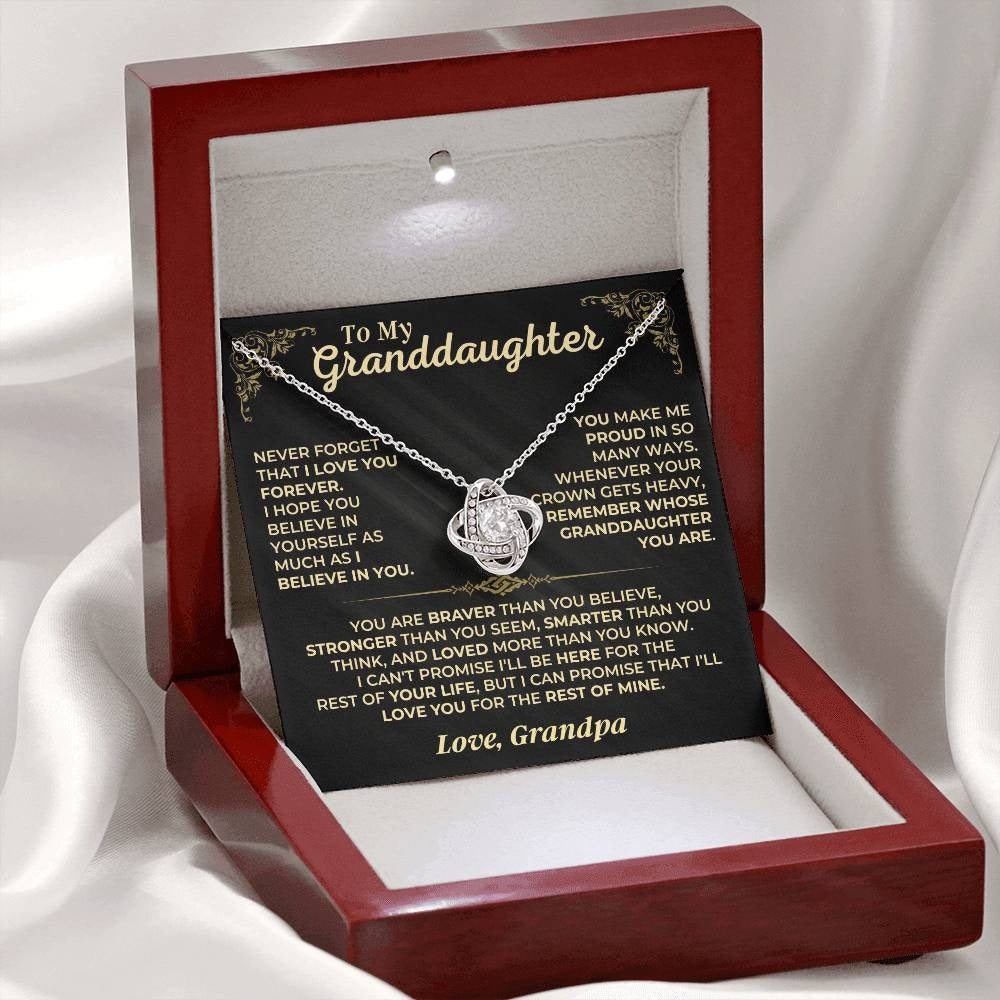 To My Granddaughter Love Knot Necklace – Believe & Stay Strong