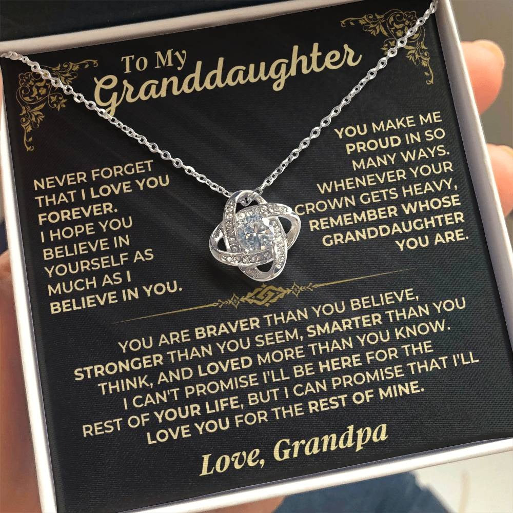 To My Granddaughter Love Knot Necklace – Believe & Stay Strong