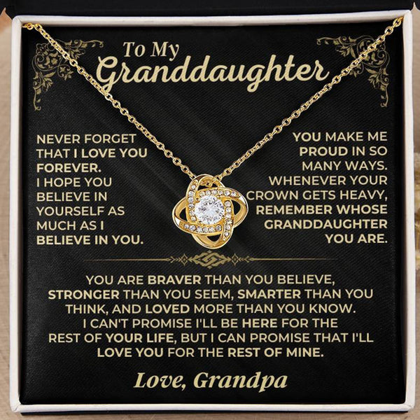 To My Granddaughter Love Knot Necklace – Believe & Stay Strong