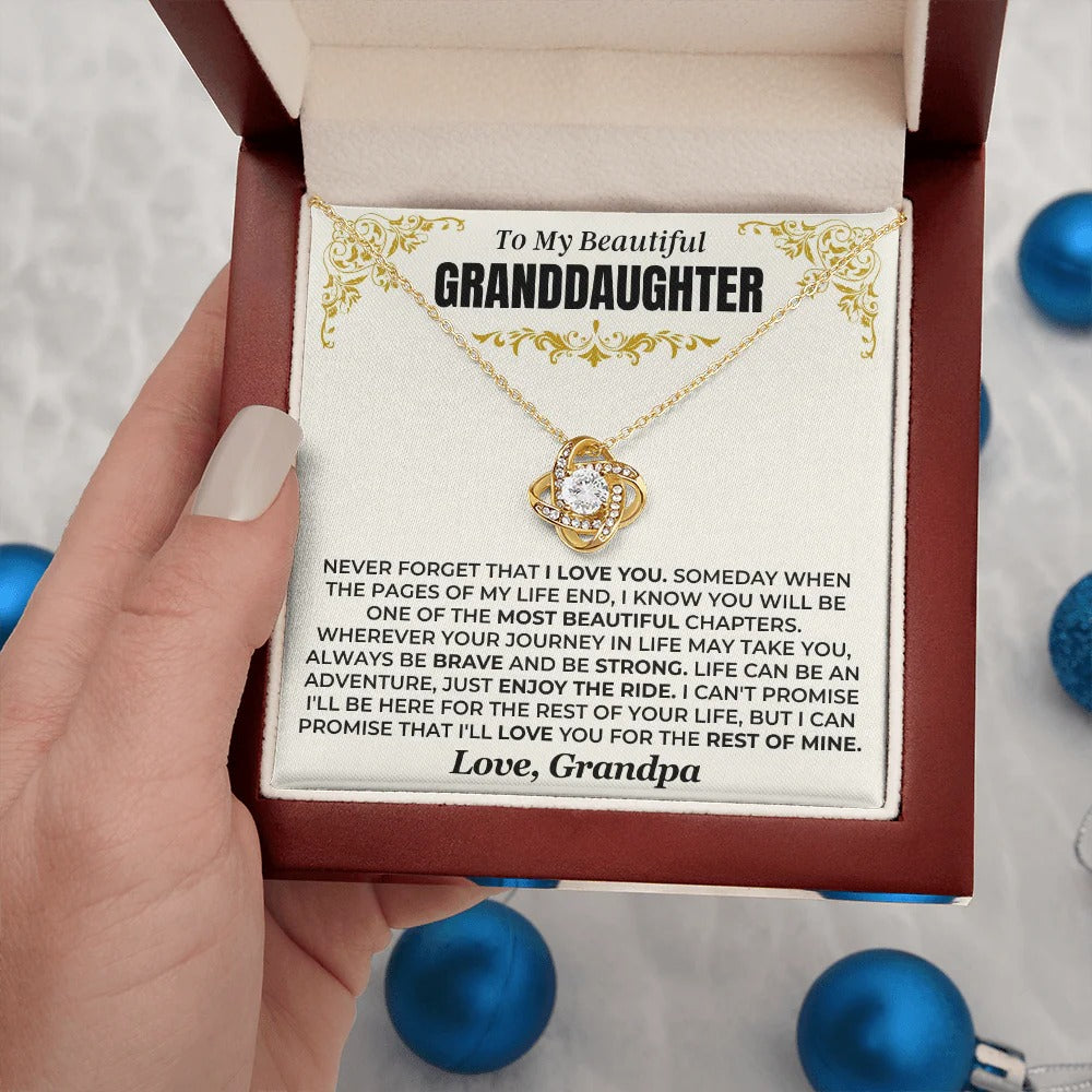 To My Granddaughter Love Knot Necklace – Brave & Strong Gift