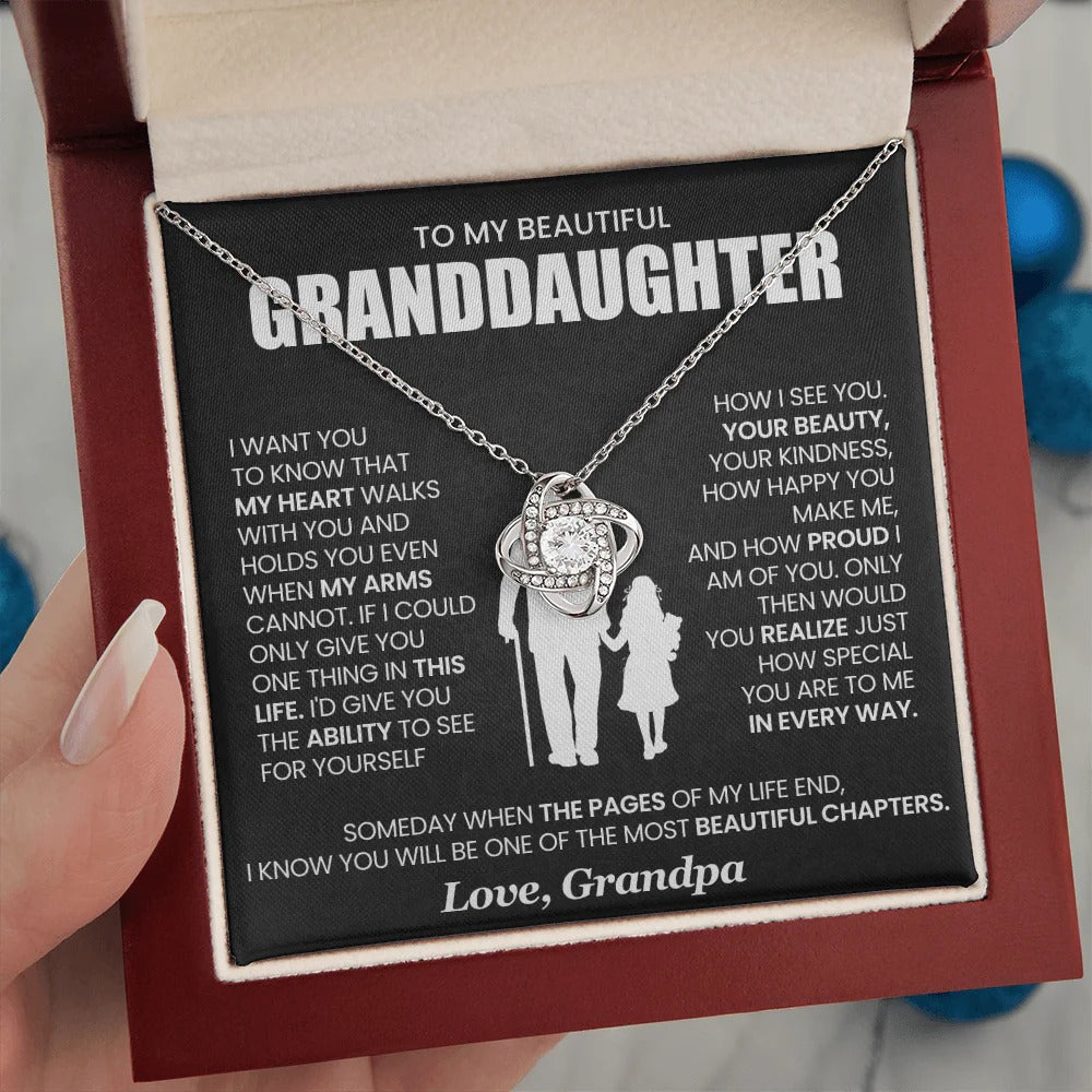To My Granddaughter Necklace Gift – You Are My Heart & Pride