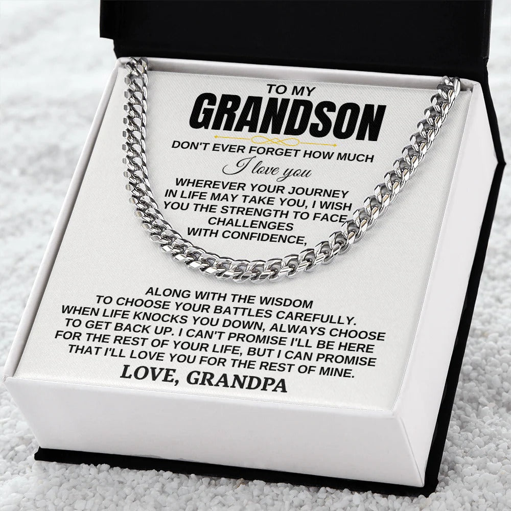 To My Grandson Cuban Link Chain – Gift from Grandpa