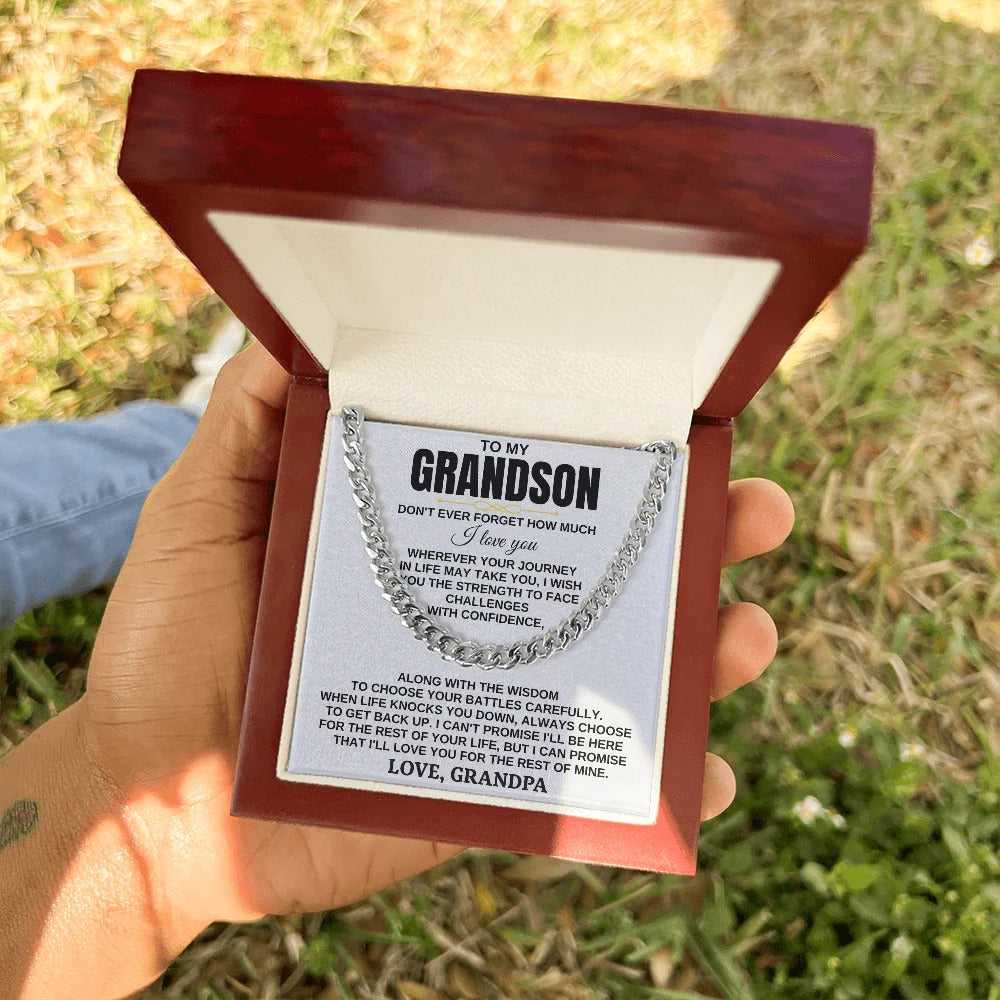 To My Grandson Cuban Link Chain – Gift from Grandpa