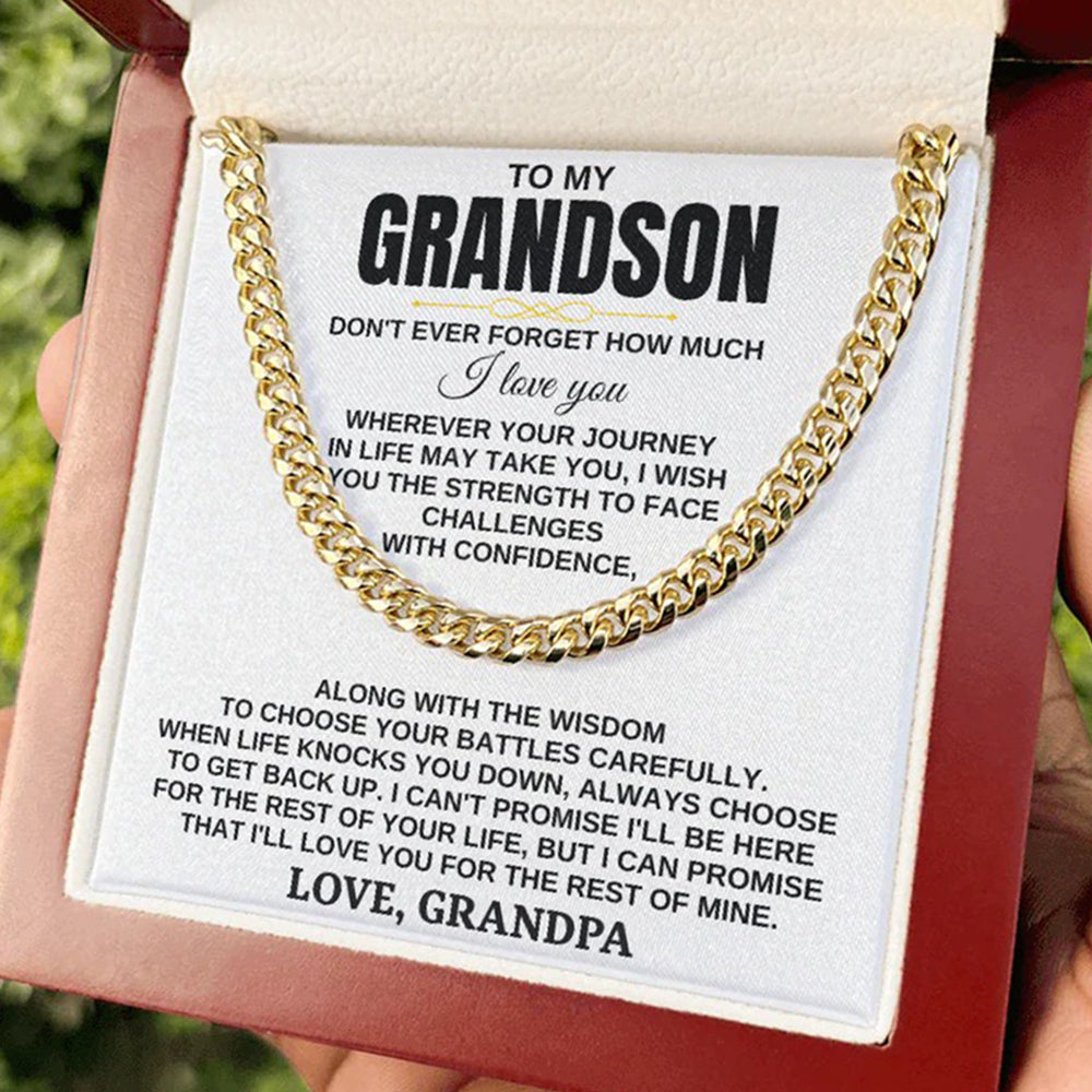 To My Grandson Cuban Link Chain – Gift from Grandpa