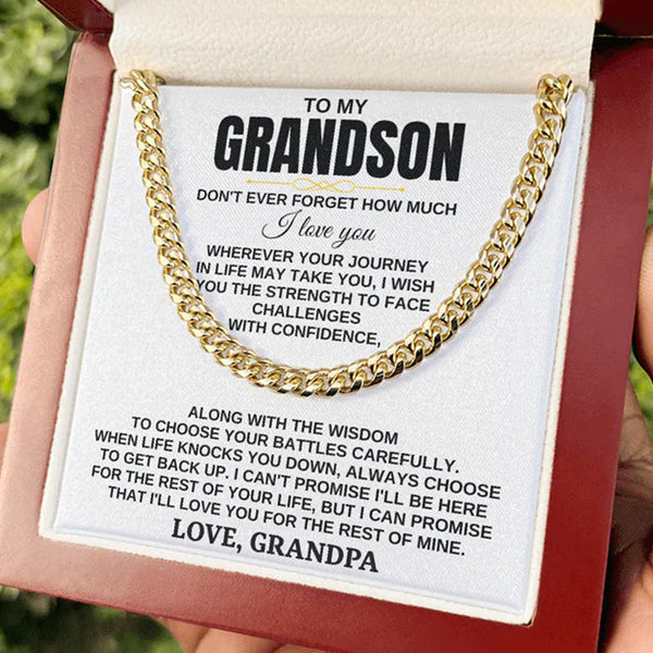 To My Grandson Cuban Link Chain – Gift from Grandpa