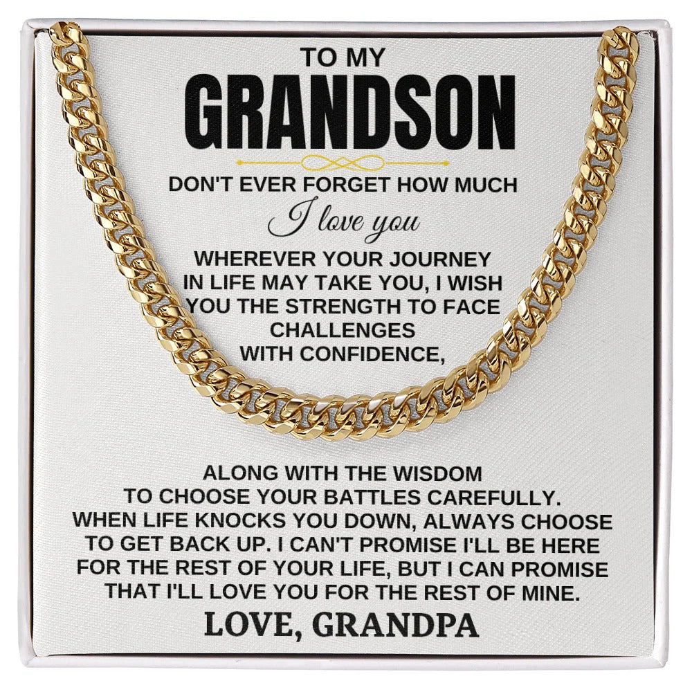 To My Grandson Cuban Link Chain – Gift from Grandpa