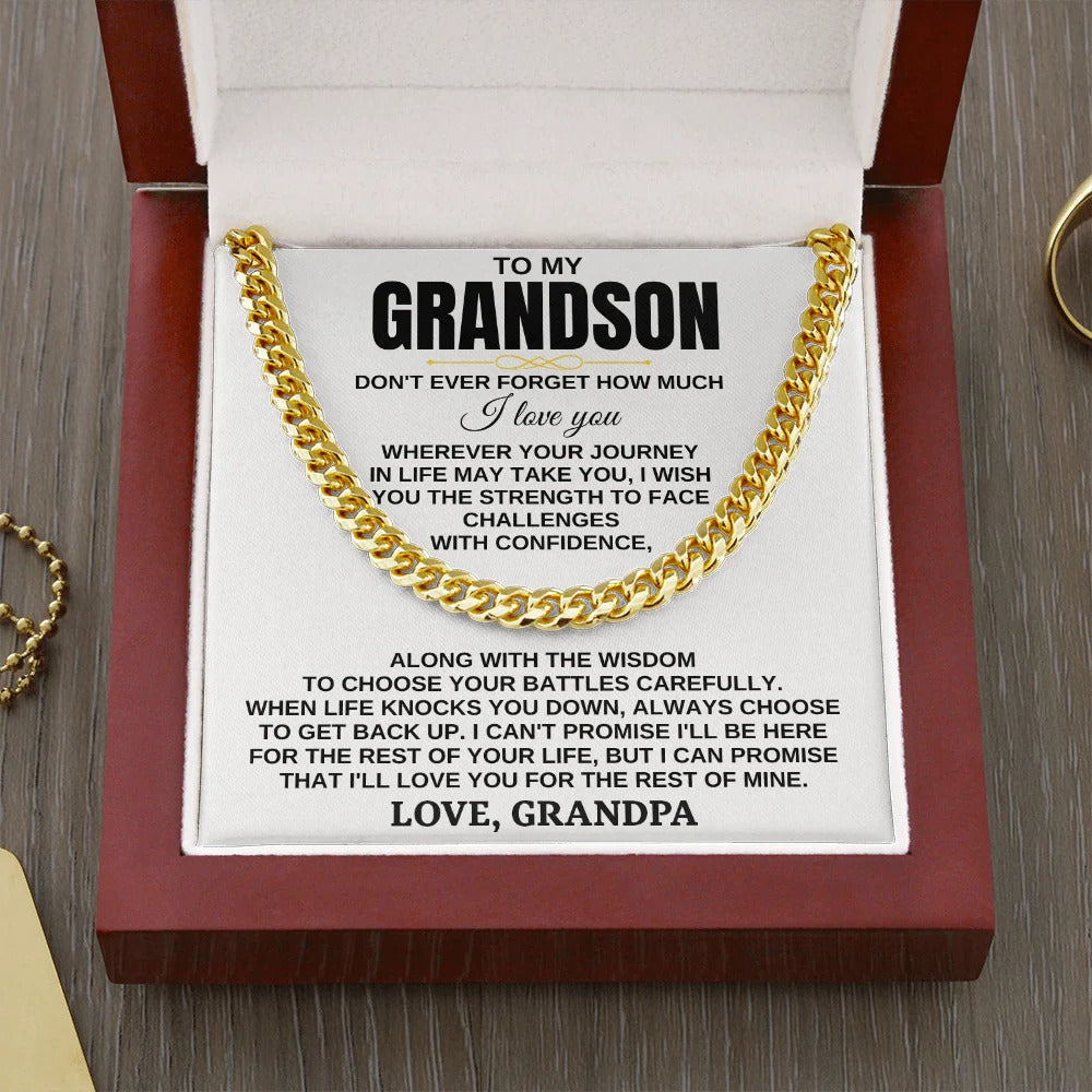 To My Grandson Cuban Link Chain – Gift from Grandpa