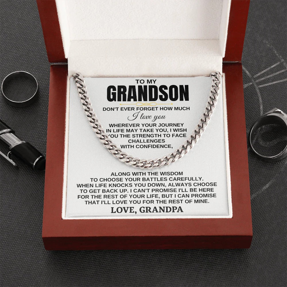 To My Grandson Cuban Link Chain – Gift from Grandpa