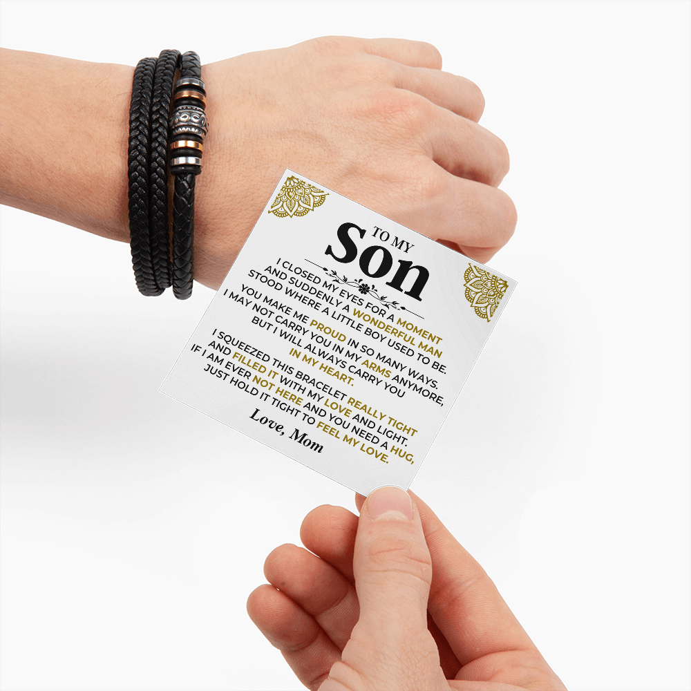 meaningful-son-bracelet-with-mom-message-card 