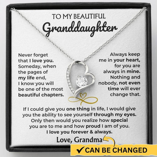 Gift for Granddaughter from Grandma Forever Love Necklace with Message
