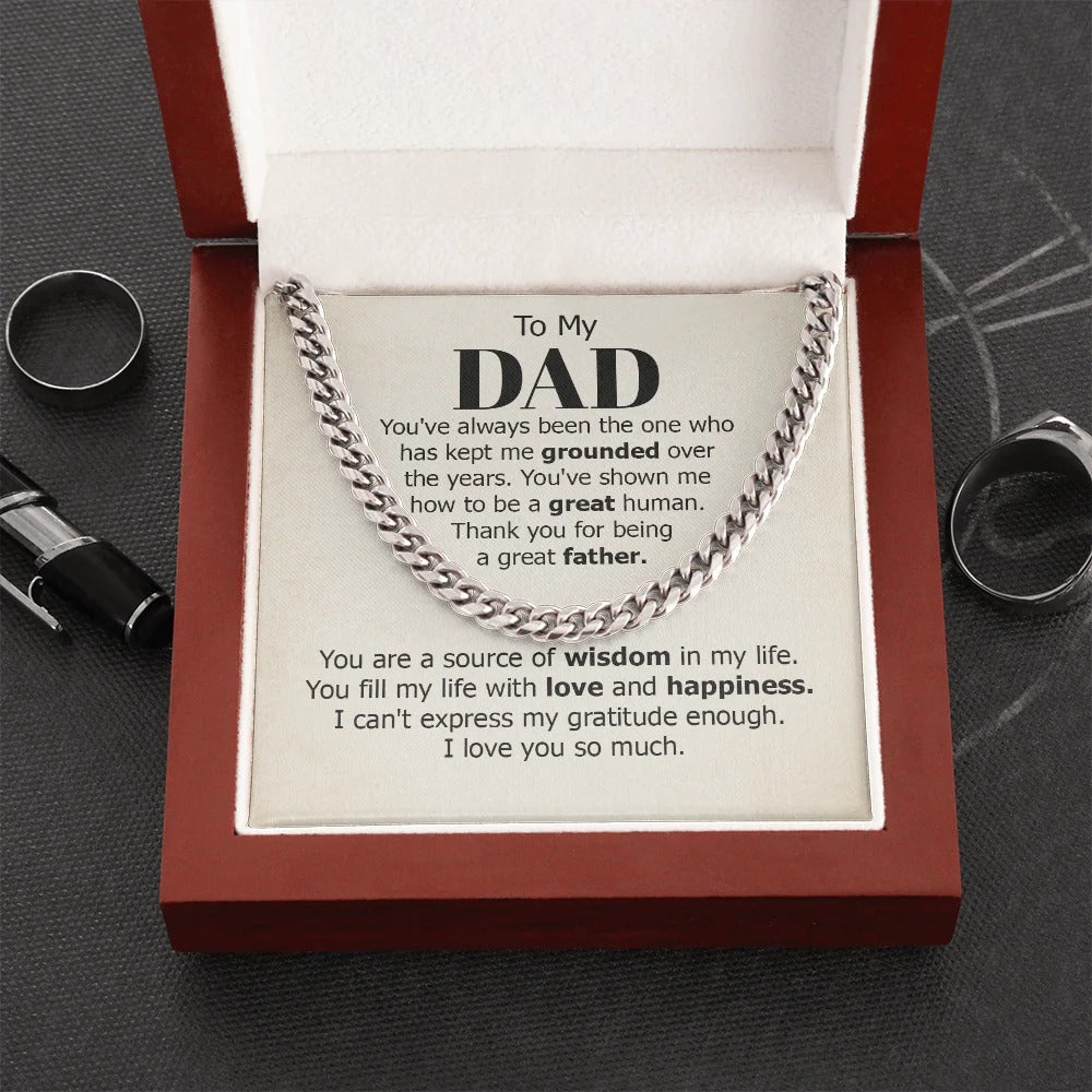 To My Dad Gift – Necklace with Love, Gratitude & Wisdom