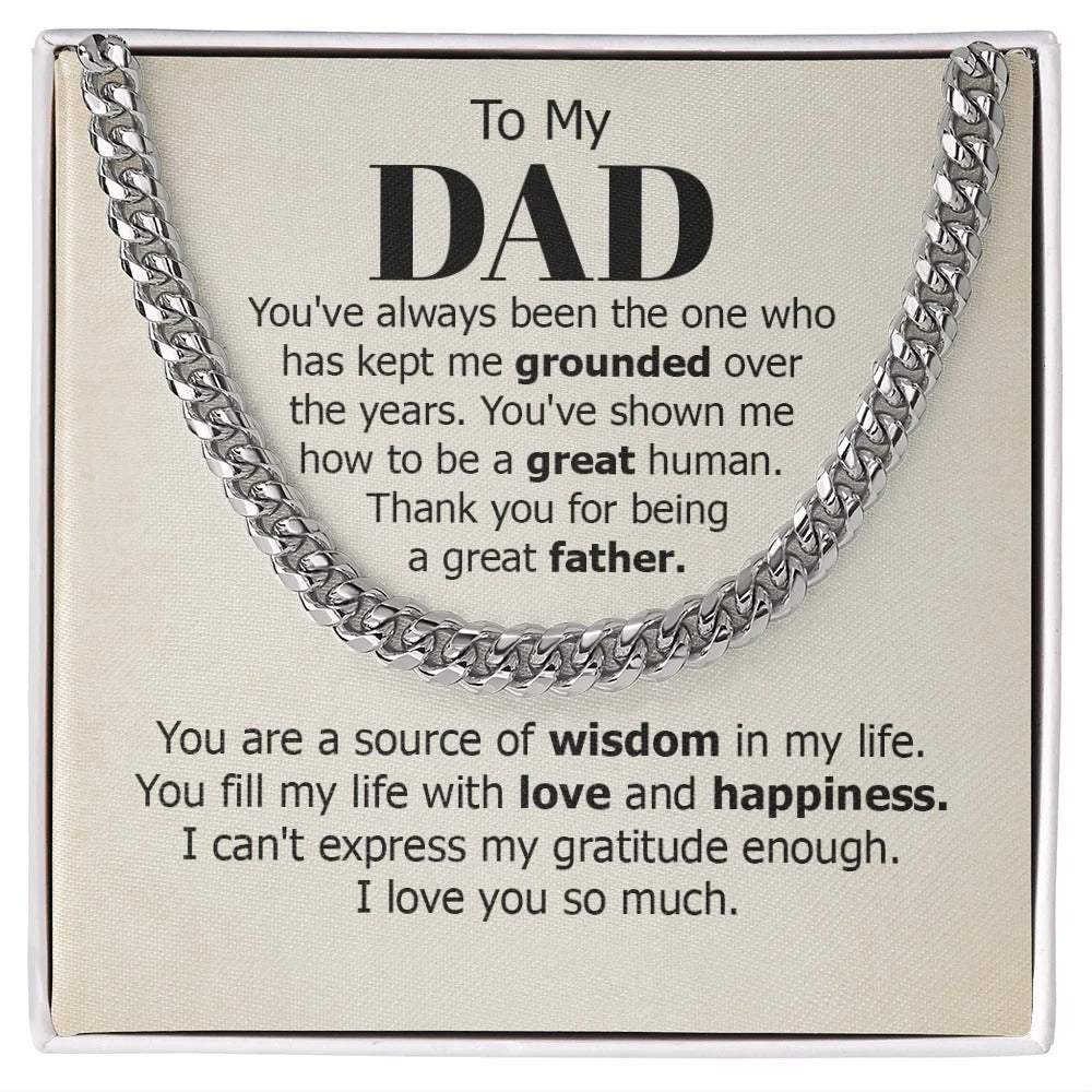 To My Dad Gift – Necklace with Love, Gratitude & Wisdom
