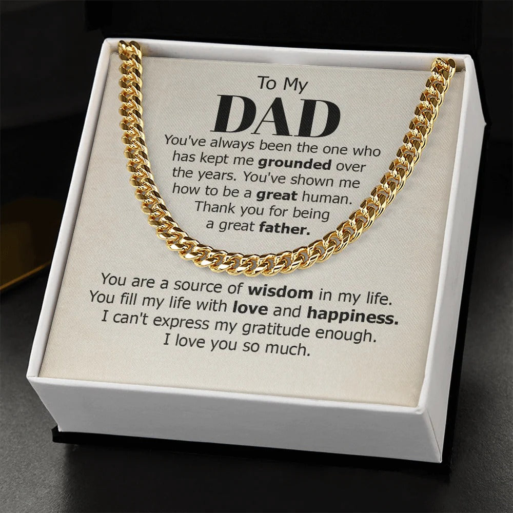 To My Dad Gift – Necklace with Love, Gratitude & Wisdom