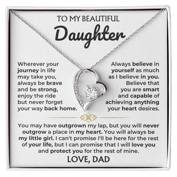 To My Daughter Necklace – Brave, Strong & Loved Always