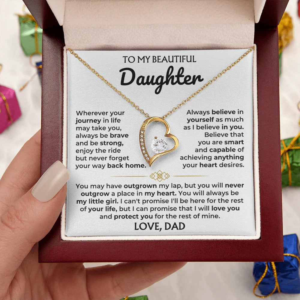 To My Daughter Necklace – Brave, Strong & Loved Always