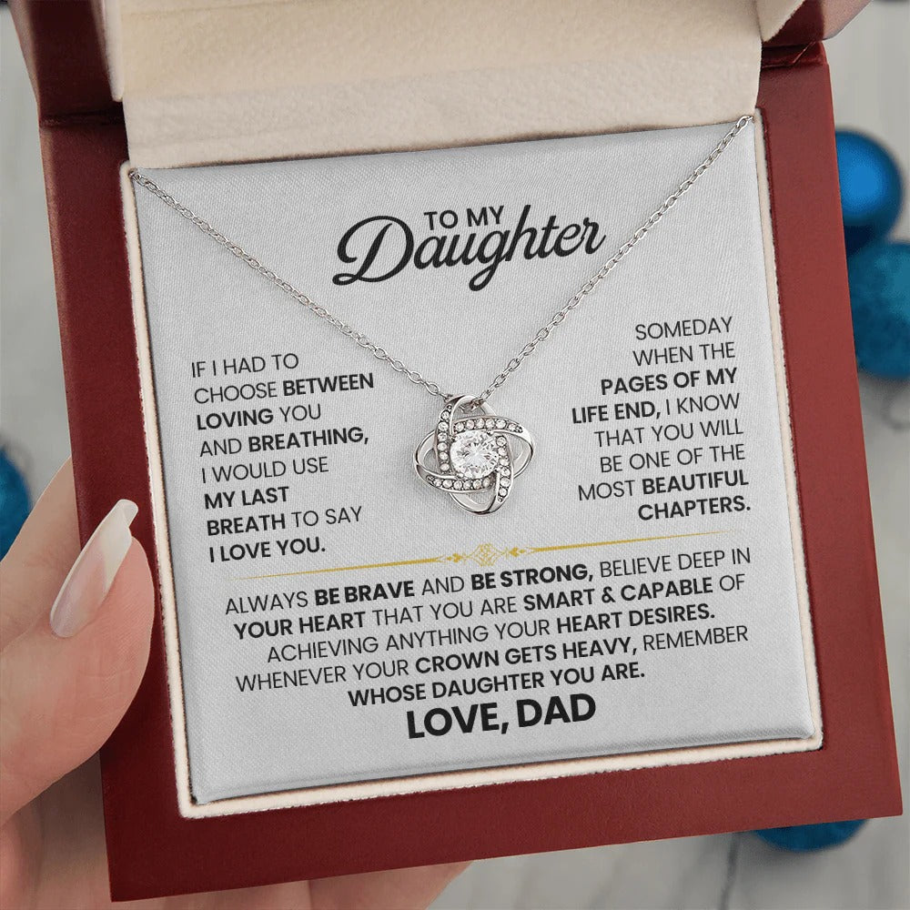 To My Daughter Love Knot Necklace – Bravery & Crown Gift