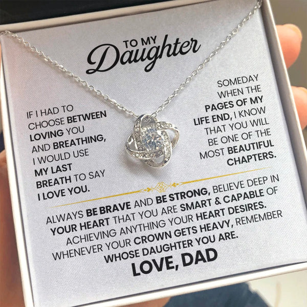 To My Daughter Love Knot Necklace – Bravery & Crown Gift