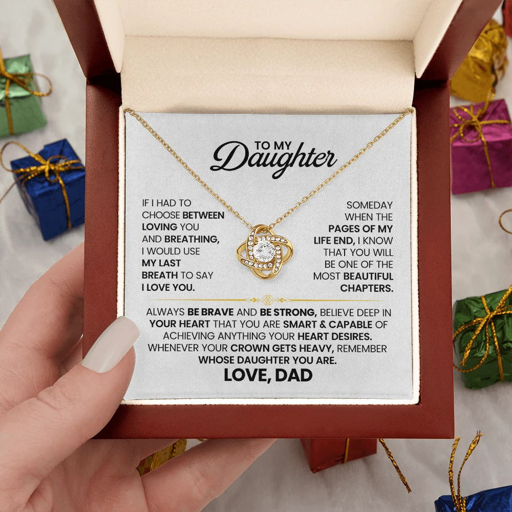To My Daughter Love Knot Necklace – Bravery & Crown Gift