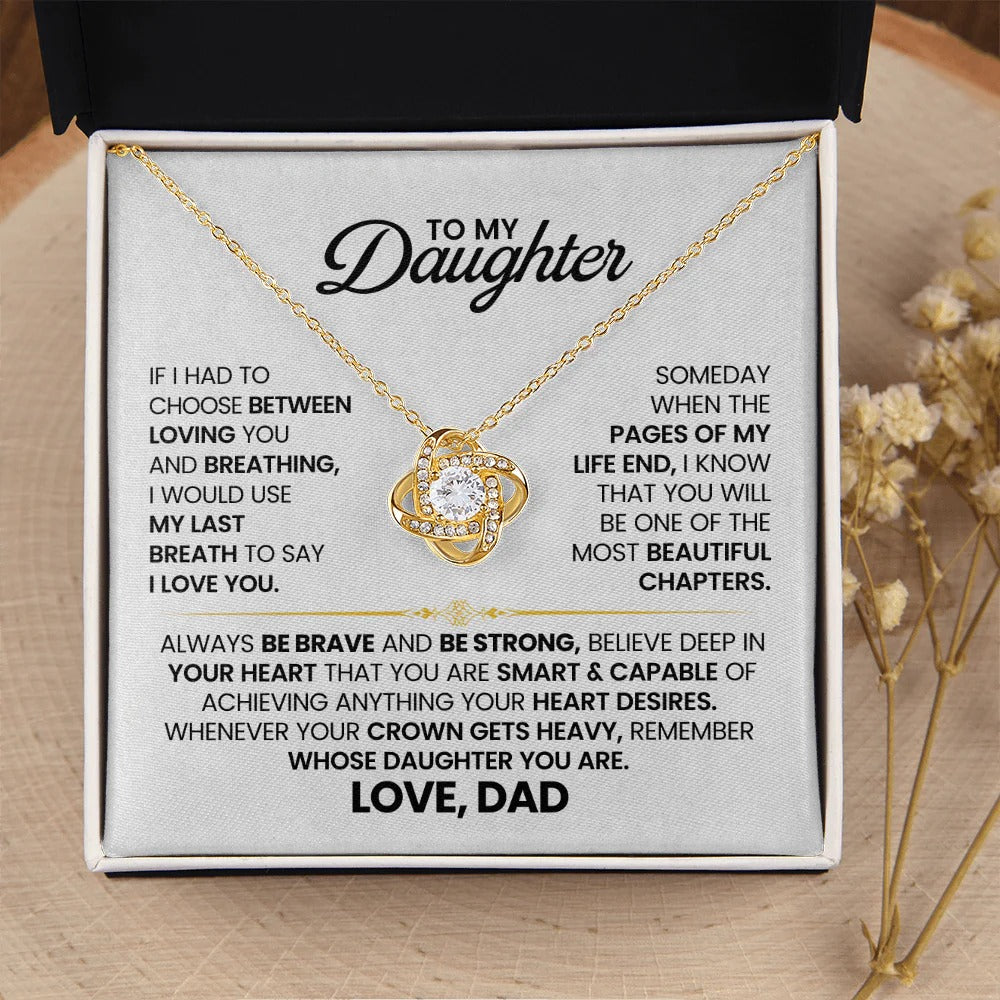 To My Daughter Love Knot Necklace – Bravery & Crown Gift