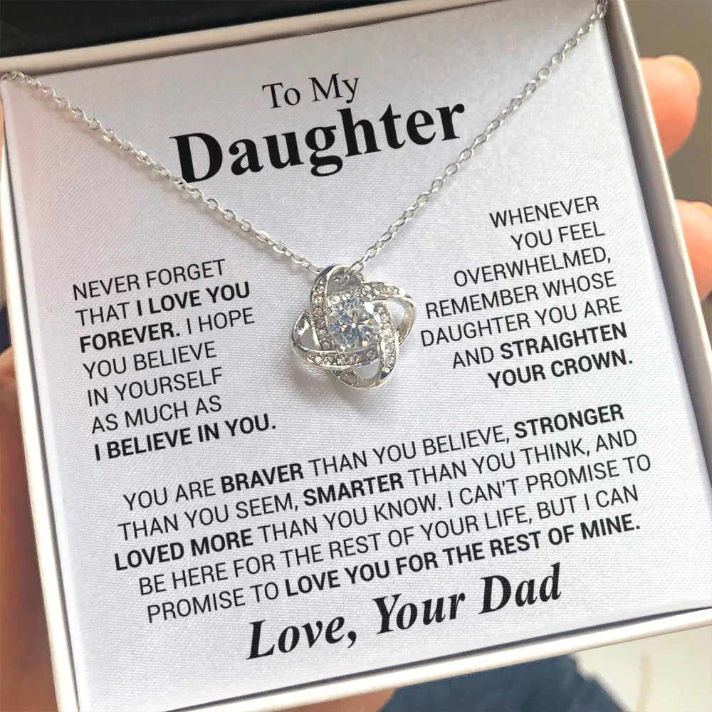 To My Daughter Love Knot Necklace – Crown & Strength Gift